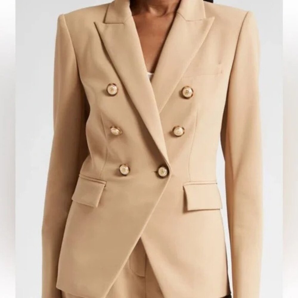 Veronica Beard Miller Dickey Jacket Blazer SZ 14 Double Breasted Khaki Camel - Picture 15 of 16